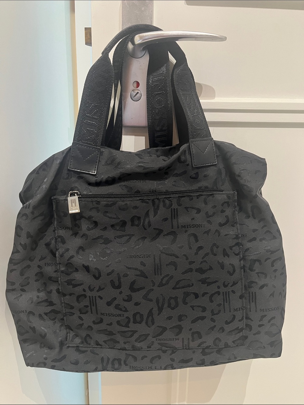 Missoni Black Tonal Leopard Print Nylon Tote Rare & Unique!